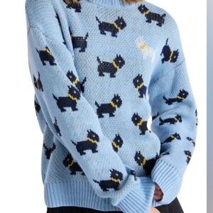 Stranger Things Erika Netflix Blue Scottie Dog Pattern Sweater Sz-Various NWT